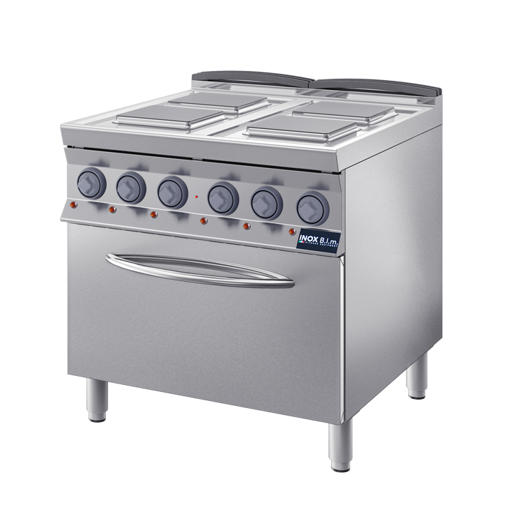 Oppici Cocina Italiana Eléctrica 4 Platos Cuadrados 30cm + Horno - Línea 900 1 Cocina eléctrica 4 platos cuadrados