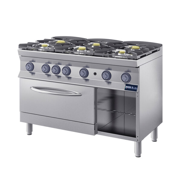 Cocina Italiana a Gas 6 quemadores + Horno y Gabinete