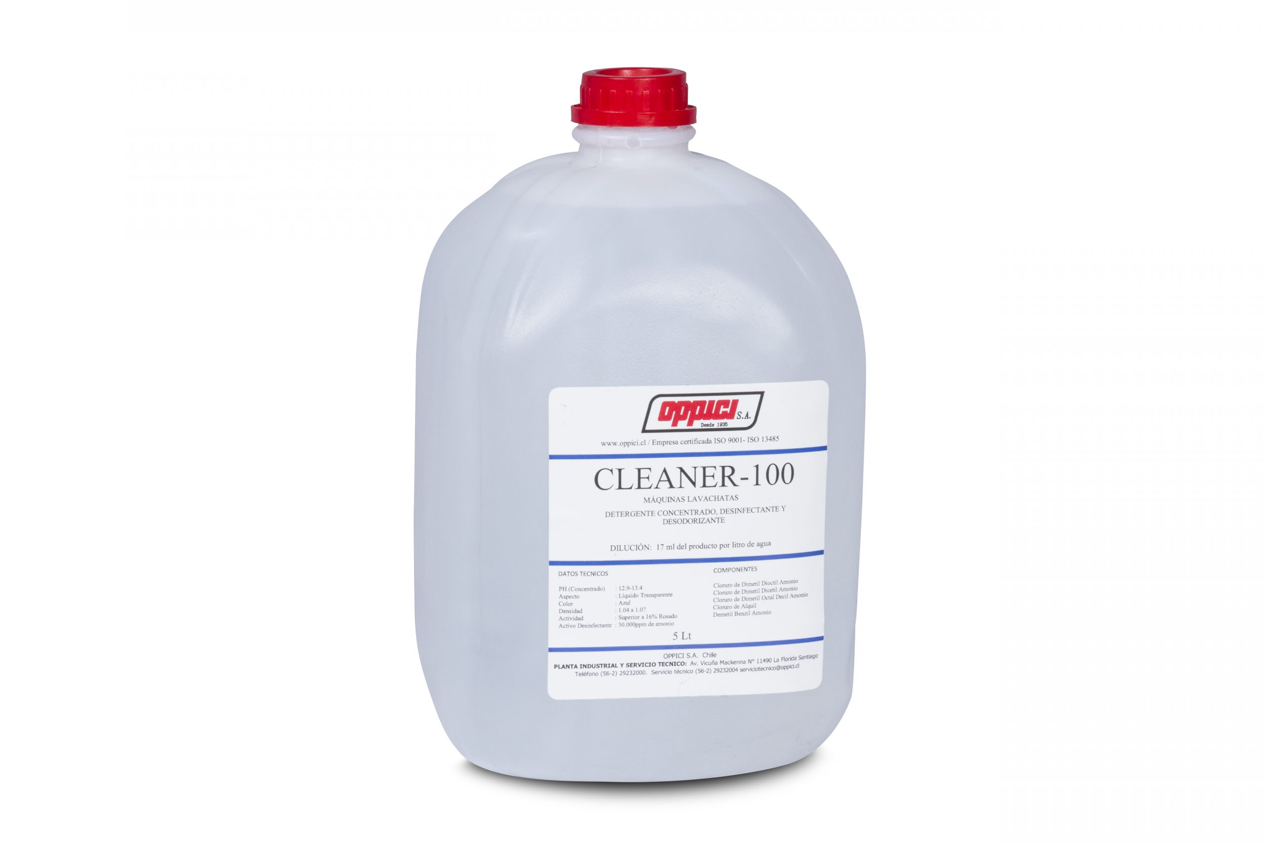 Oppici Desinfectante / Detergente Concentrado Cleaner 100 (5 Lts) - Amonio Cuaternario 1 Desinfectante / Detergente Concentrado Cleaner 100 (5 Lts) - Amonio Cuaternario