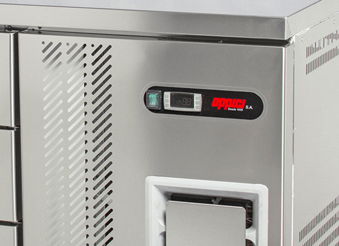 Oppici Mesón Refrigerado 260L, Barline, 2 Puertas Vidriadas. Full Inox 304. 2 Mesón Refrigerado 260L, Barline, 2 Puertas Vidriadas. Full Inox 304. - Imagen 2
