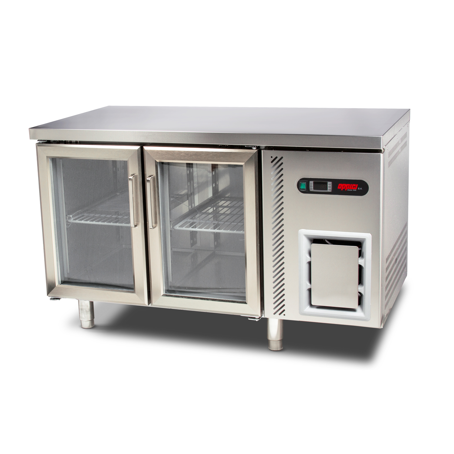Oppici Mesón Refrigerado 260L, Barline, 2 Puertas Vidriadas. Full Inox 304. 1 mesón-refrigerado-260