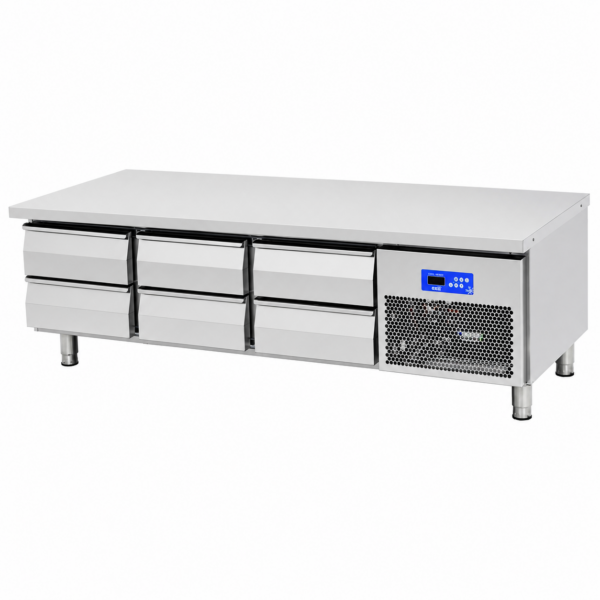 Mesón Base Refrigerado 6 Cajones. Full Inox 304. Compatibles Gn 1/1