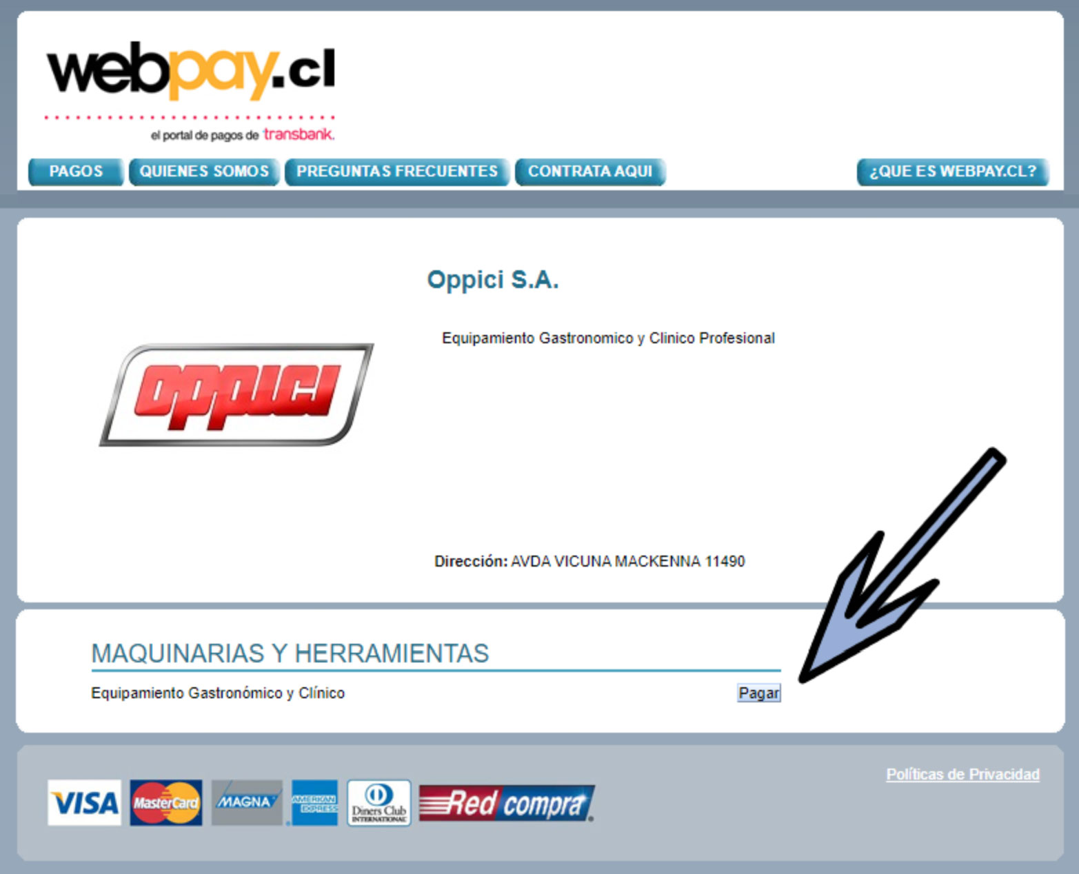 Oppici Webpay 1 Oppici paso 1