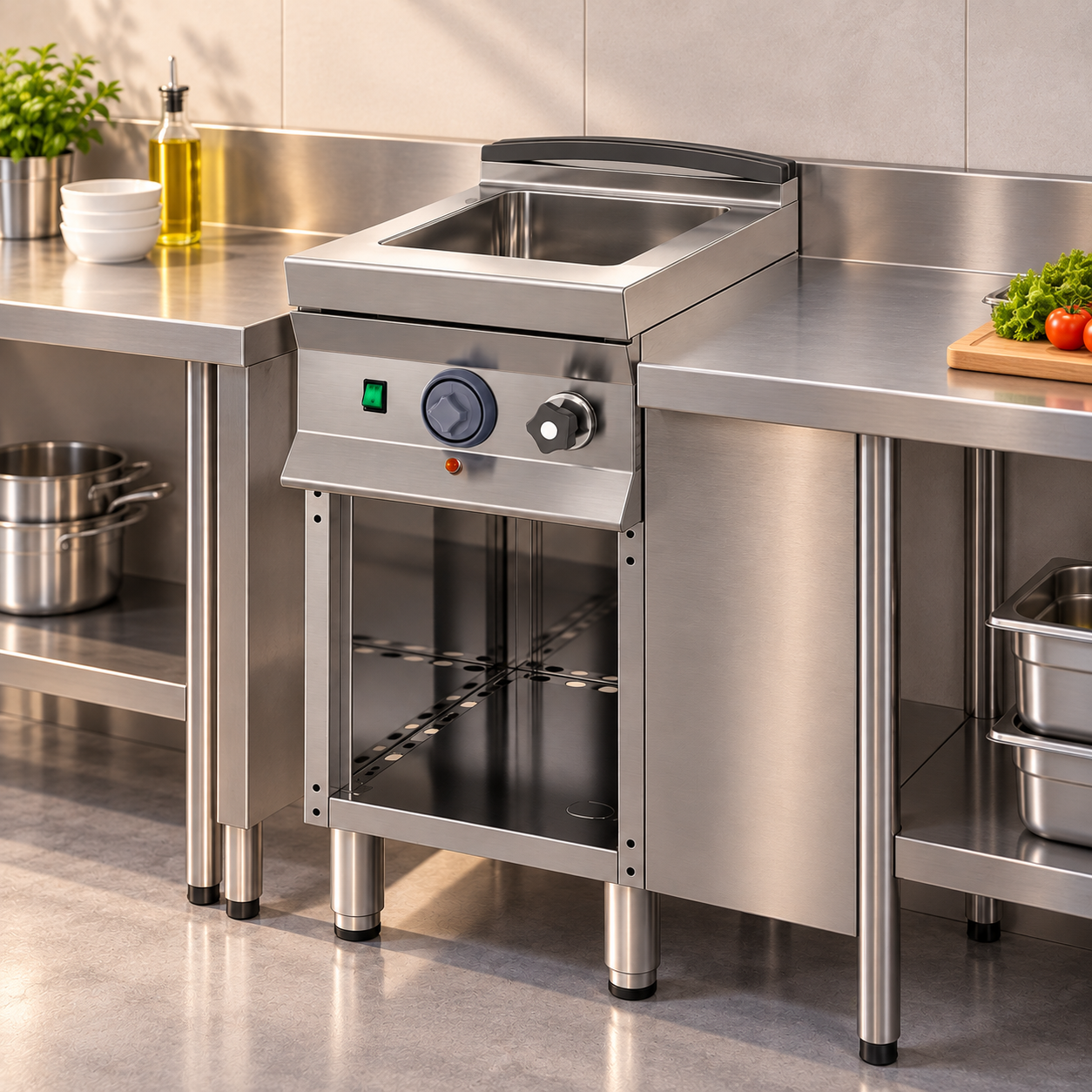 Oppici Baño María Italiano Eléctrico con Gabinete Abierto Línea 900 1 Baño María Italiano Eléctrico con Gabinete Abierto Línea 900