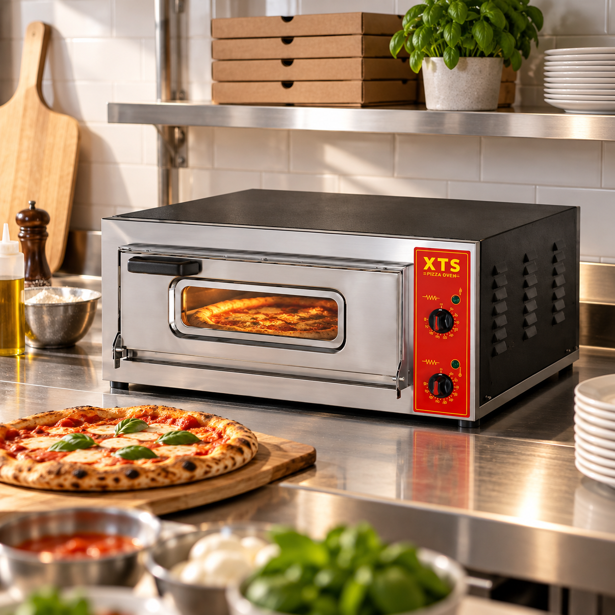 Oppici Horno Pizzero Italiano Eléctrico para 4 Pizzas de 30cm 1 Horno Pizzero Italiano Eléctrico para 4 Pizzas de 30cm