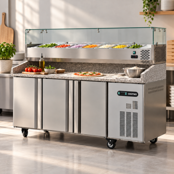 Mesón Refrigerador Pizzero 512L, 3 Puertas. Full Inox 304